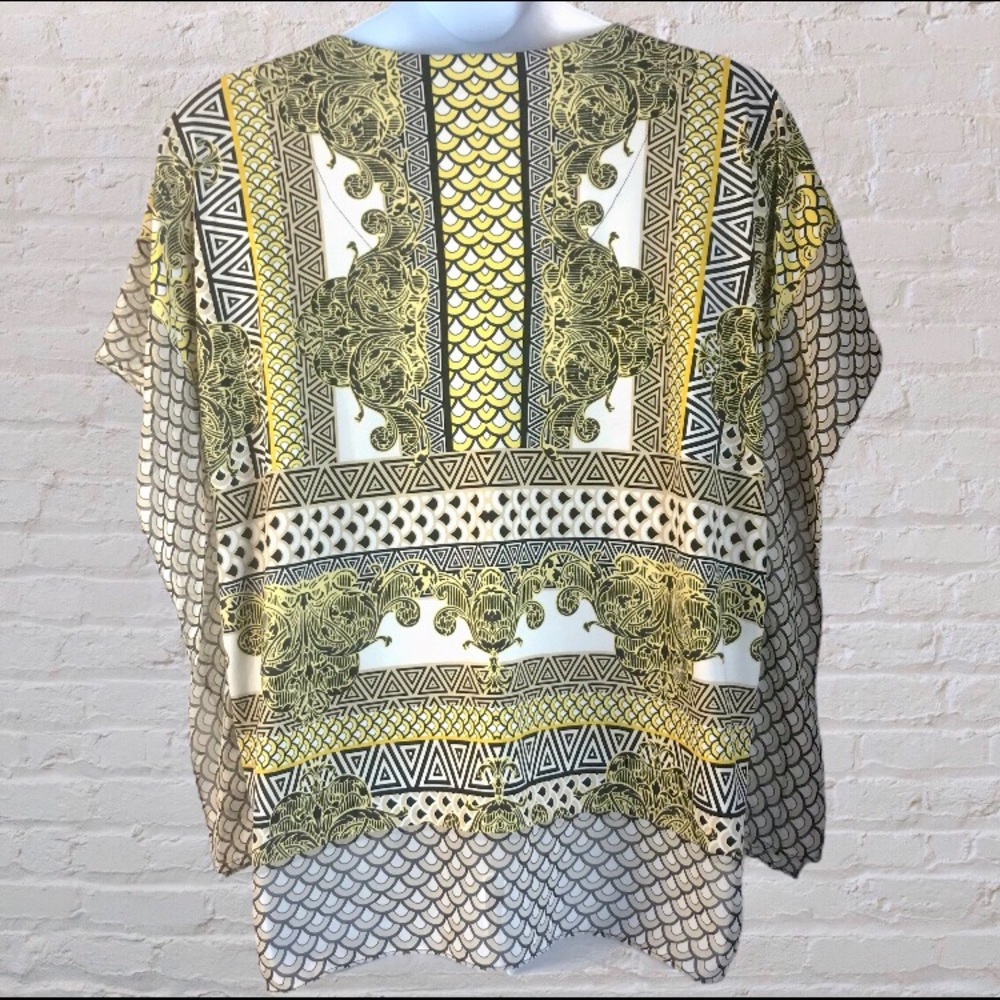 🍁 JM Collection Yellow Gold Batwing Caftan Top - Picture 4 of 5